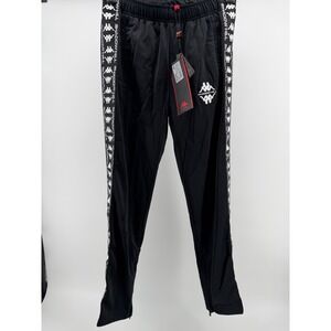 Kappa Shadow Hill Track Pants Black Logo Tape Joggers Unisex Small NWT Zip Ankle